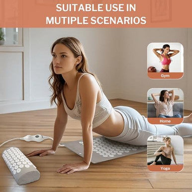 Homlyns Heated Acupressure Mats - 3 Heat Levels With 2 Hours Auto Off Heating Acupuncture Mat Full Body Massage For Pain Relief Pad In Grey