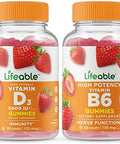 Lifeable Vitamin D 5000 Iu + Vitamin B6 Gummies Bundle Great Tasting Vitamin Supplement Gluten Gmo Chewable Gummy