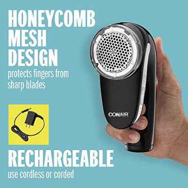 Conair Fabric Shaver And Lint Remover Rechargeable Portable Fabric Shaver Black