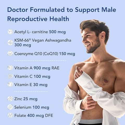 Premom Male Sperm Fortify Capsules Male Fertility Supplements For Men Inositol Plus Bundle " Fertility Support For Women " 120 Count