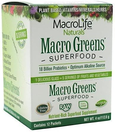 Macrolife Naturals Macro Greens & Miracle Reds Immunity Bundle - Superfood Antioxidant - Herbal Fruits & Berries Probiotic Immunity Non-Gmo Vegan Gluten- Dairy- - 24 Packet Servings