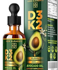 Elements Liquid Vitamin D3 + K2 (Mk-7) Drops 10,000 Iu High Absorption For Bone & Immune Support Non-Gmo, Avocado Oil Base Promotes Strong Bones, Heart & Immune Health 2 Fl Oz (60 Ml)