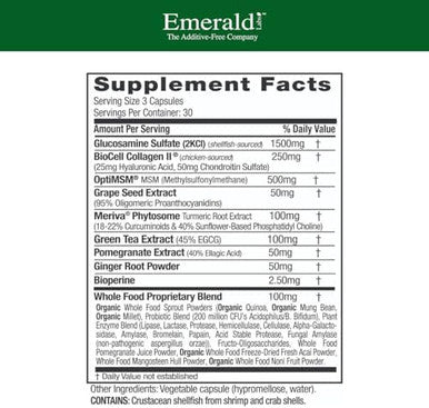 Emerald Labs Joint Health - Biocell Ii Collagen, Optimsm, Glucosamine, Meriva Turmeric Curcuminoids & More - Joint Health, Mobility & Flexibility Support - 90 Vegetable Capsules (30-Day Supply)