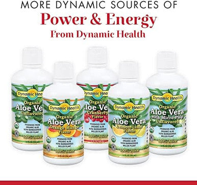 Dynamic Health Organic Aloe Vera Juice W/Micro Pulp Unflavoredno Added Sugar Artificial Color Or Sweeteners No Gluten Or Bpa32Oz 8 Serv