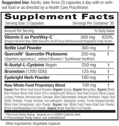 Emerald Labs Allergy Health - Natural Allergy Support With Quercetin Phytosome, Bromelain, Vitamin C As Pureway-C & More - Vegan & Gluten- - 90 Vegetable Capsules (30-Day Supply)