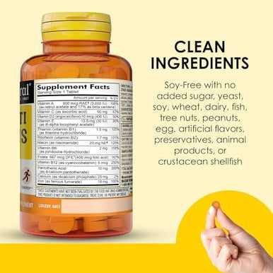 Mason Natural Daily Mini Multi Vitamins With Iron Vitamins A C D E B1 B2 B3 B6 B12 Folate & Calcium 100 Day Supply Per Bottle (3Pack)