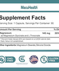 MacuHealth Magnesium Glycinate and LThreonate 145mg 90 Capsules Highly Absorbable Magnesium for Energy Calm and Focus Gentle on Stomach Vegan NonGMO Premium Chelated Magnesium Supplement