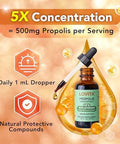 LOVITA Bee Propolis Liquid Extract 30 Day Supply 5:1 Resin Drops with 18% Bioflavonoids Alcohol Free Antioxidant Immune Support and Throat Soothing Gluten Free Non GMO