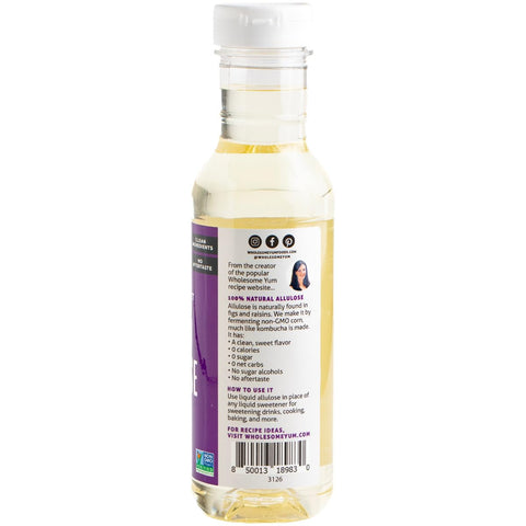 Wholesome Yum Liquid Allulose Sweetener (Syrup) - Natural Zero Calorie Keto Sugar Substitute - 0 Net Carbs, Gluten Free, No Erythritol, Non GMO (16.7 oz)