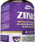 Nutriflair Zinc 50Mg - With Vitamin C, Elderberry, Echinacea Purpurea Extract, Zinc Oxide - Compare With Picolinate, Citrate, Oxide - Complete Immune Support Formula Pills With 4 Immune Defense