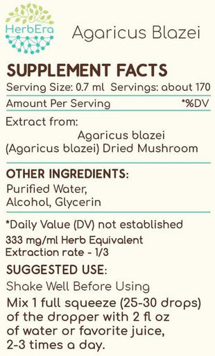 Agaricus Blazei A120 (2pcs) Alcohol Herbal Extract Tincture, Concentrated Liquid Drops Natural Agaricus Blazei (Agaricus blazei murill) Dried Mushroom (2x4 fl oz)