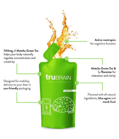 TruBrain Drinks Nootropic Brain Food Designed by Neuroscientists to Boost Mental Output & Improve Memory Nootropic Supplement