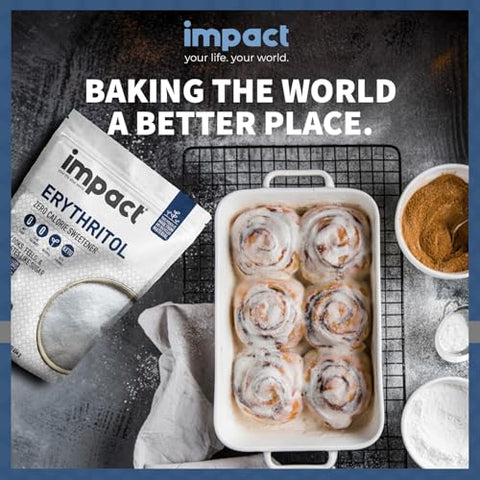 Impact - Erythritol Granular Sweetener - Zero Calorie, Low Carb & Plant-Based, Label-Friendly, Looks & Tastes Like Sugar - 1lb Pouch