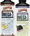 Barlean'S Omega 3 Liquid Supplement Bundle Blackberry Smoothie Flax Seed Oil And PiÃ±a Colada Fish Oil Supplements Set 16 Oz