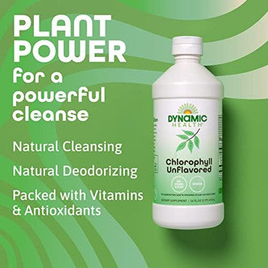 Dynamic Health Liquid Chlorophyll Unflavored 100 Mg Sodium Copper Chlorophyllins With Alfalfa And Mulberry Leaves Plant Cleanse And Deodorizing No Added Sugar 16 Fl Oz