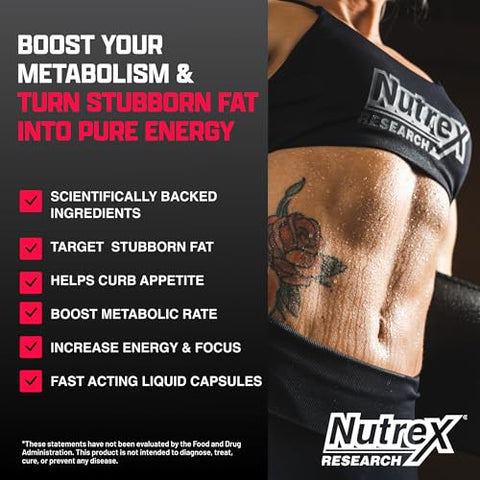 Nutrex Lipo-6 Black Max Strength Fat Burner - Fast Acting Energy Weight Loss Diet Pills Appetite Suppressant Metabolism Booster 120 Capsules