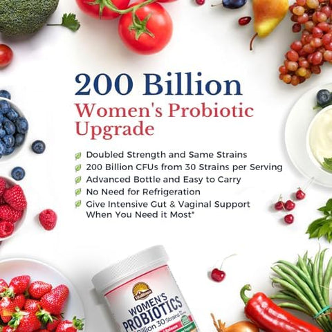 Vitalitown WomenS Probiotics 200 Billion Cfus 30 Strains 60 Ct Shelf Stable Acid Resistant Replenish Good Bacteria Intensive Digestive & Vaginal Support Vegan Non-Gmo
