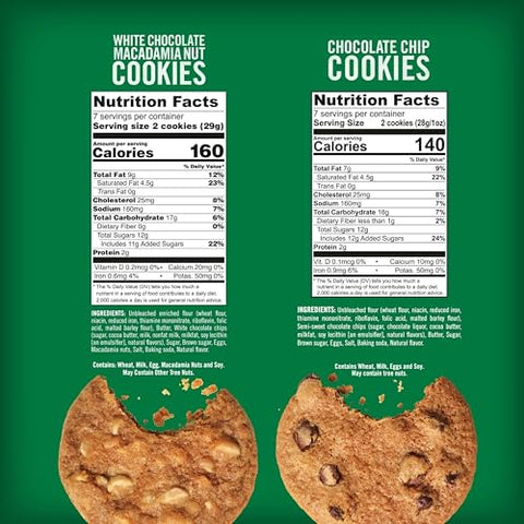 Tate's Bake Shop White Chocolate Macadamia Nut and Chocolate Chip Cookies Variety Pack, 4-7 oz Bags