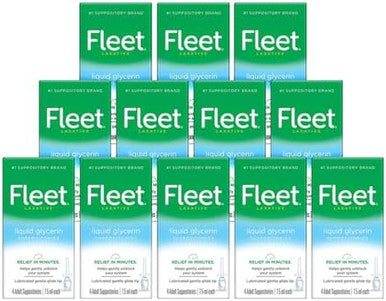 Fleet Liquid Glycerin Suppositories For Adult Constipation 7.5 Ml 4 Bottles (12 Pack)