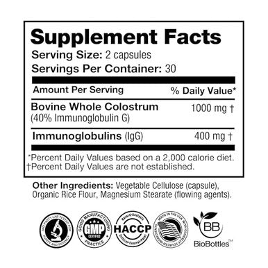 Feelgood Superfoods Bovine Colostrum Capsules 60 Capsules 2000Mg