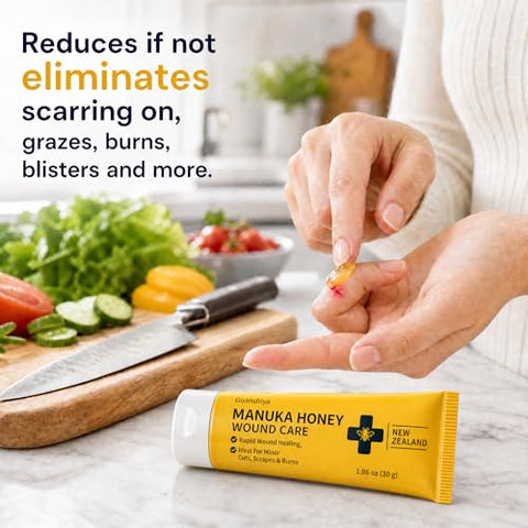 Manuka Honey for Wounds, Wound Healing Ointment for Cuts, Scrapes, Burns, Foot Ulcers and Scars, Fast Relief & Skin Repair, Non-Sticky, No Crystallization, 1.06 oz