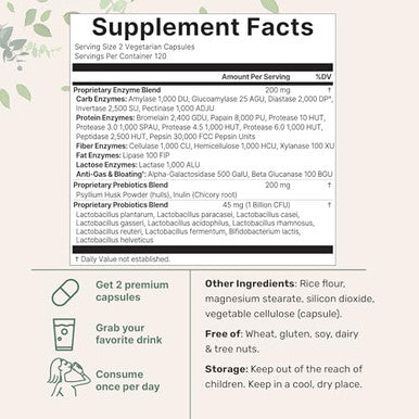 Micro Ingredients Super Enzymes With Prebiotics & Probiotics 240 Veggie Capsules Digestive Enzymes For Women & Men Probiotic Bromelain Psyllium Husk & More Immune & Gut Health Support