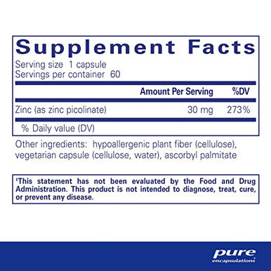 Pure Encapsulations Zinc 30 60 vcaps