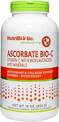 NutriBiotic Ascorbate BioC 16 Oz Effervescent Vitamin C Powder With Lemon Bioflavonoids and Minerals Calcium Magnesium Zinc Selenium and More Bioavailable Antioxidant and Collagen Support Vegan