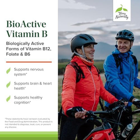 Terry Naturally Bioactive Vitamin B Aid Heart Health With Bioactive B Vitamins Supplement With Folate & Calcium B Complex Vitamin To Aid Nervous System Function 60 Capsules