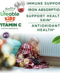 Lifeable Kids Vitamin C Gummies 250mg Great Tasting VIT C Vegan GMOFree Vitamin C Chewable for Immune Support 90 Gummies