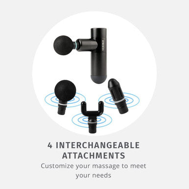 Homedics Therapist Select Compact Percussion Massager, 4 Attachments, Thermal Heat, Rechargeable Battery With 4-Hour Runtime And Charge Light Indicator, 3 Intensity Levels, Cordless For Trave