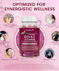 Vitamin D3 10000 IU + K2 (MK7) 200mcg w/Calcium Magnesium Zinc Elderberry and InulinHighly BioavailableEnhanced Absorption for Immune and Bone Support K2 D3 Vitamin SupplementVegan Gummies
