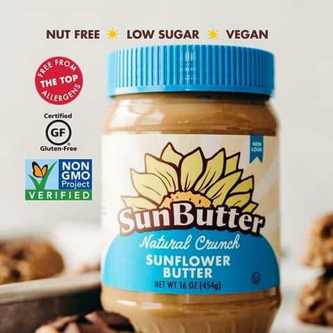 SunButter Crunch Sunflower Seed Butter 16 oz NutFree Spread with 7g PlantBased Protein Roasted Rich & Savory Flavor Smooth Texture Vegan Kosher & NonGMO