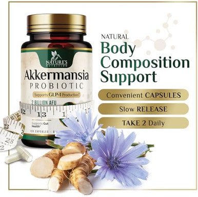Akkermansia Probiotic, Inulin Prebiotic Fiber, Glp-1 Probiotic - Support Glp-1 Production, Akkermansia Muciniphila Probiotic Supplement For Digestive & Gut Health Support For Women & Men, 60 Capsules