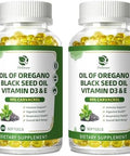 Lukaree Organic Oregano Oil Capsules With Black Seed Oil Ultraconcentrated 99% Carvacrol 5In1 With Vitamin D3 E Black Pepper Immune Respiratory Digestive & Antioxidant 180 Softgels 2 Pack