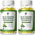 Lukaree Organic Oregano Oil Capsules With Black Seed Oil Ultraconcentrated 99% Carvacrol 5In1 With Vitamin D3 E Black Pepper Immune Respiratory Digestive & Antioxidant 180 Softgels 2 Pack
