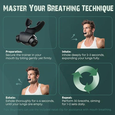 Bodyssey Breathing Trainer | Premium Silicone Trainer | Boost Breathing Patterns | Adjustable Resistance Levels | Compact Portable And Easy To Maintain (Black)