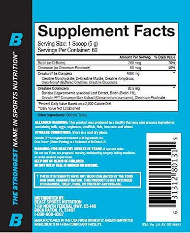 Beast Sports Nutrition Creature Unflavored 60sv, 300-Gram