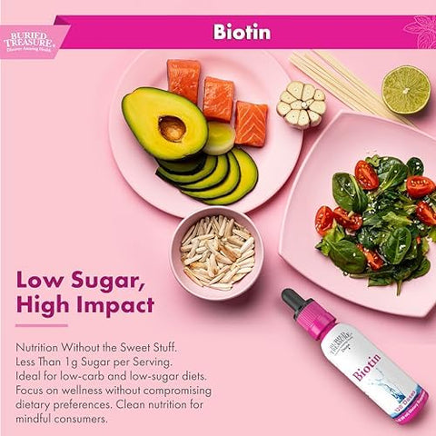 Buried Treasure Biotin Drops 120 Servings 2 oz Supports Hair Skin and Nails