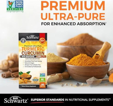 Turmeric Curcumin With Black Pepper Extract 1500Mg Complex (1 Month Supply) Plus High Absorption Magnesium Bisglycinate Capsules (2 Month Supply)
