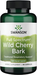 Swanson Full Spectrum Wild Cherry Bark Respiratory System Support 500 Milligrams 90 Capsules