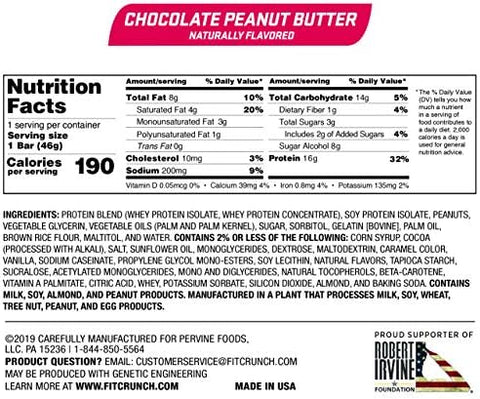 Fit Crunch Snack Size Protein Bars 6Layer Baked Bar 3G Of Sugar & Soft Cake Core (18 Peanut Butter Bars + 1 Vanilla Wafer Bar)
