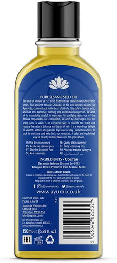Ayumi Pure Sesame Seed Oil, Contains Vitamin E Which Protects Skin Cells From Damage, Packed With Antioxidants That Fight Build-Up of Chemicals - 2 x 150ml