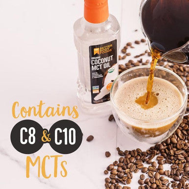 Betterbody Foods Organic Coconut MCT Oil - Energy Boosting- Keto-Friendly - C8 & C10 - Gluten - 16.9 oz