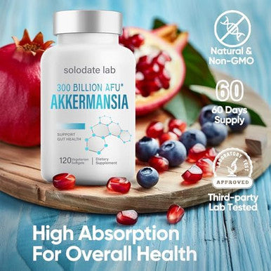 300 Billion Afu Akkermansia Probiotic, Glp-1 Probiotic For Women & Men, Akkermansia Muciniphila For Glp-1 Production, Digestive, Gut & Immune Health, 120 Capsules