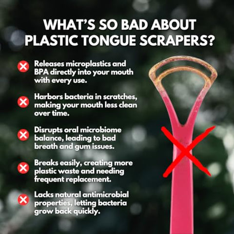 Primals Copper Tongue Scraper - Fresher Breath & Improved Oral Health - Natural Ayurvedic Cleaner For Daily Detox - Rust-Resistant Eco-Friendly With Travel Cloth Pouch Included (1 Count)