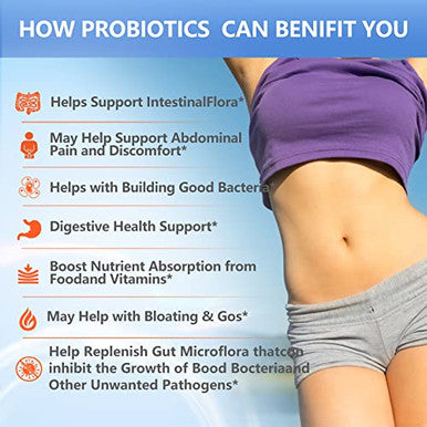 OMOGS Probiotics 120 Billion CFUs 18 Strains 3 Prebiotics and Digestive Enzymes Helps Digestive Gut Health Immune Supports Occasional Constipation Diarrhea and Gas for Women and Men 60 Capsules
