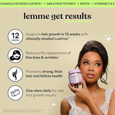 Lemme Grow Hair Growth Booster Soft Chews W/Vitamins For Women And Men With Clinically Studied Lustriva And Biotin Promotes Thicker Fuller Stronger Hair Mixed Berry 30 Day Supply