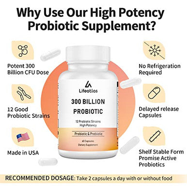 Lifeatlas 300 Billion Cfu Probiotics 60 Caps