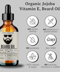 Bella Terra Oils - Beard Oil 4Oz - Crafted With Genuine Natural Organic Vitamin E Organic Jojoba & Argan Classic Anti-Friz Formula Elevating Beard Luster & Care